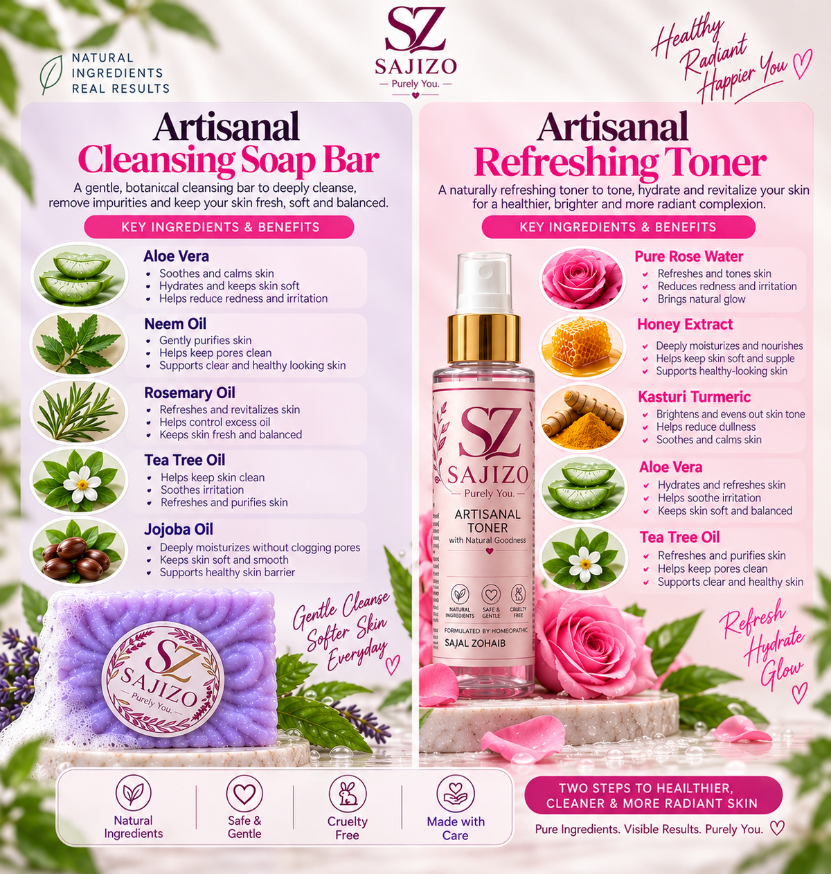Sajizo Radiant Skin Care Duo – Hydrating Soap Bar & Face Toner