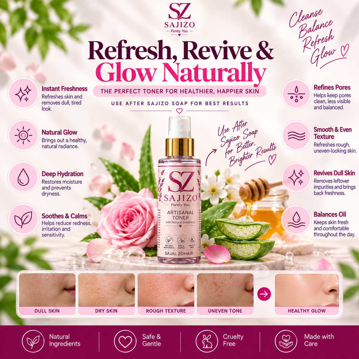 Sajizo Radiant Skin Care Duo – Hydrating Soap Bar & Face Toner