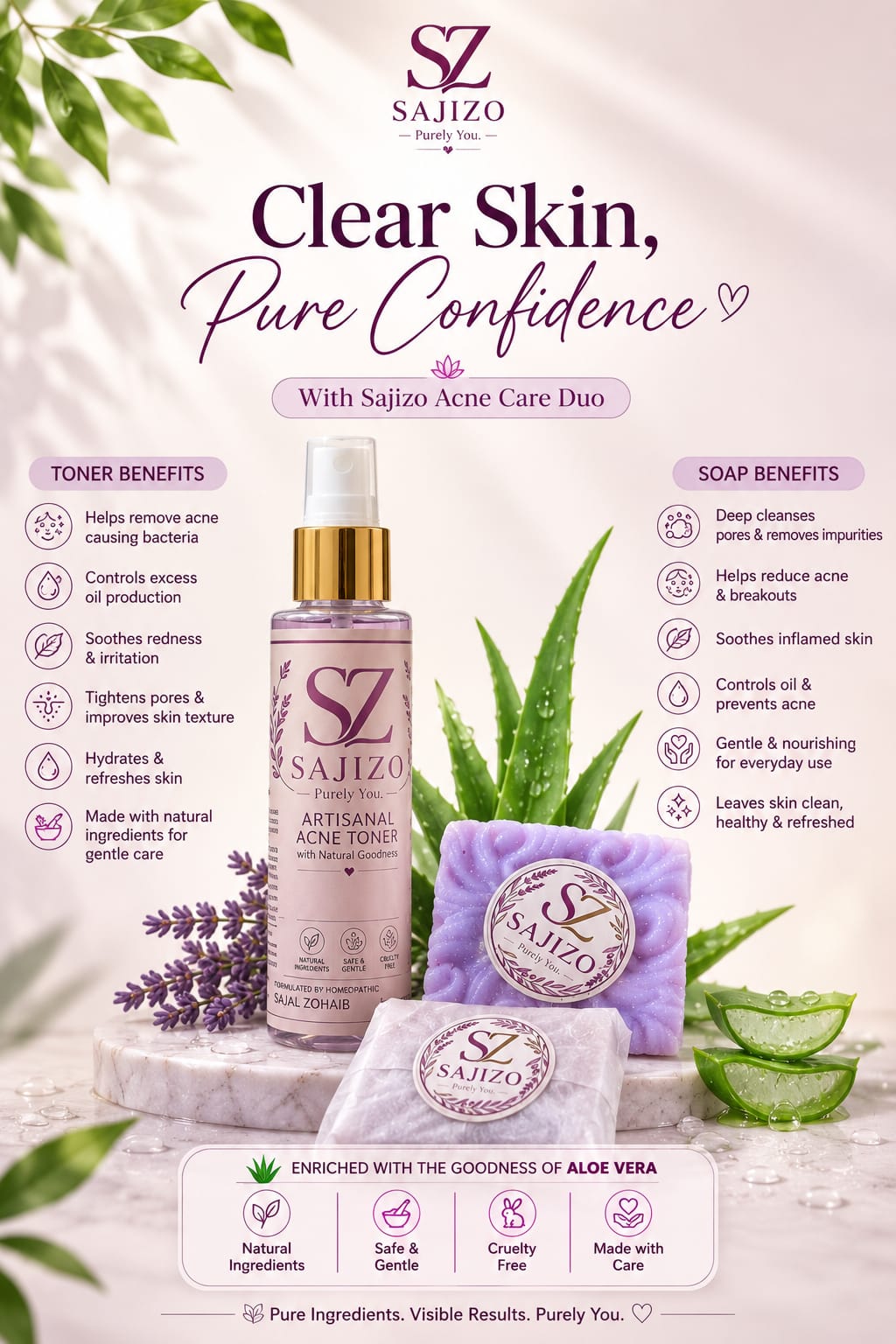 Sajizo Radiant Skin Care Duo – Hydrating Soap Bar & Face Toner